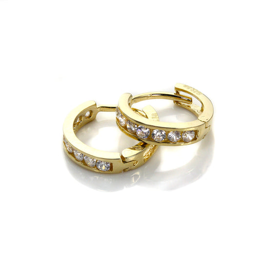 Boucles d'oreilles créoles en or 9 carats et cristal CZ