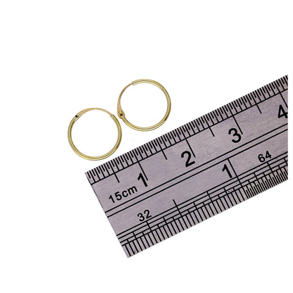 Boucles d'oreilles créoles unies en or jaune 9 carats de 10 mm