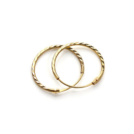Boucles d'oreilles créoles en or jaune 9 carats taille diamant de 12 mm