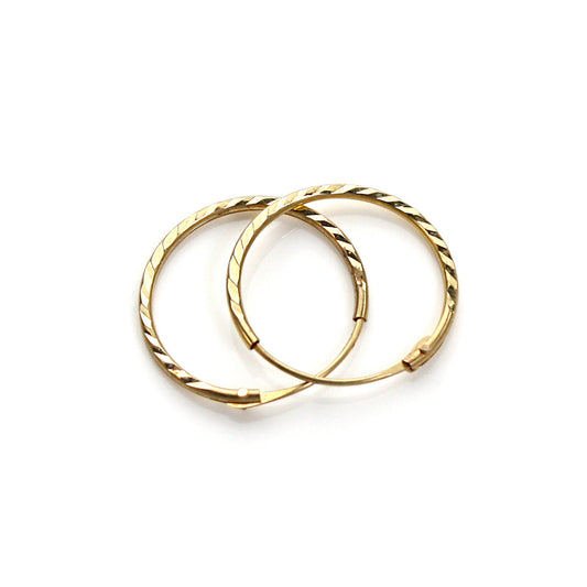 Boucles d'oreilles créoles en or jaune 9 carats taille diamant de 12 mm