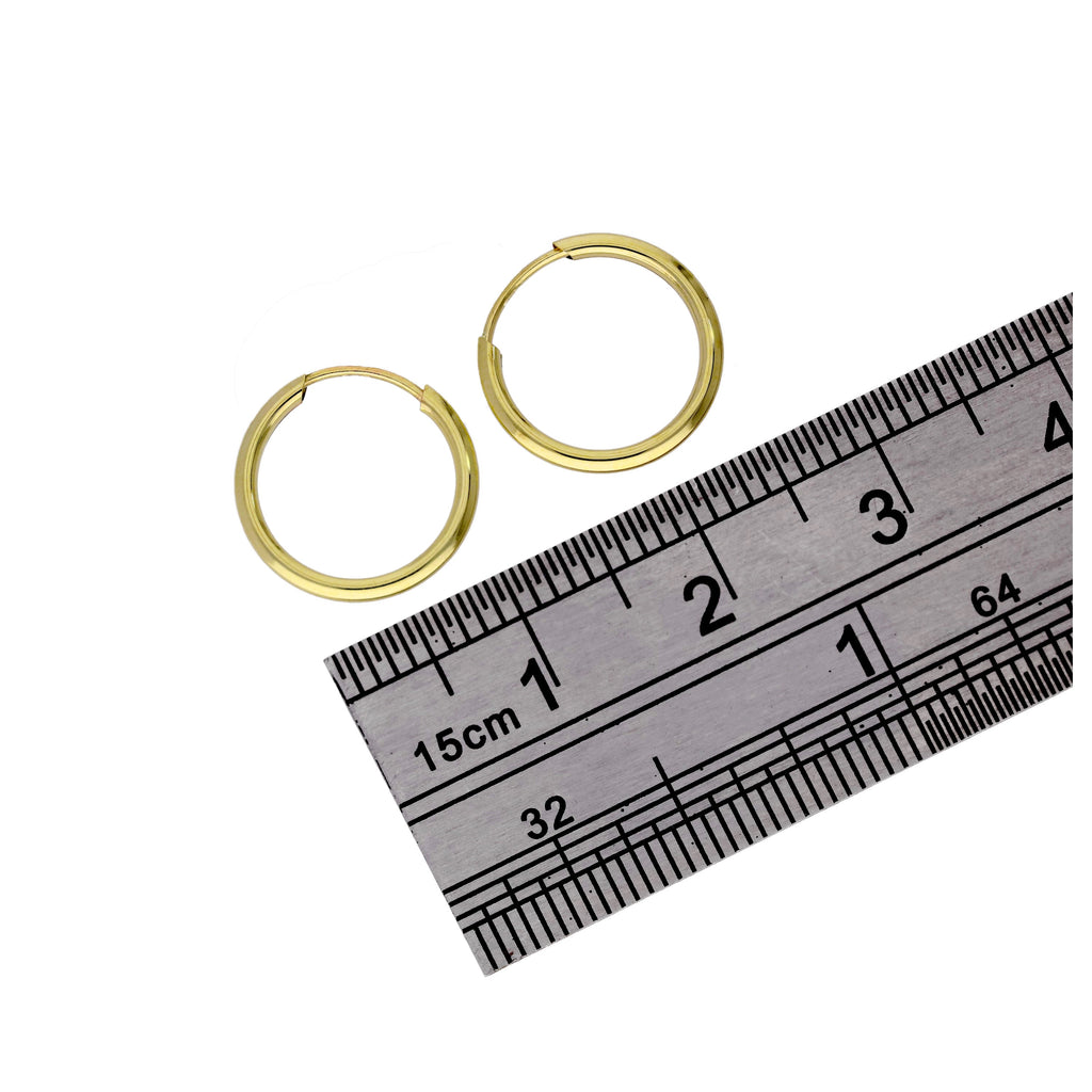 Boucles d'oreilles créoles unies en or jaune 9 carats de 13 mm