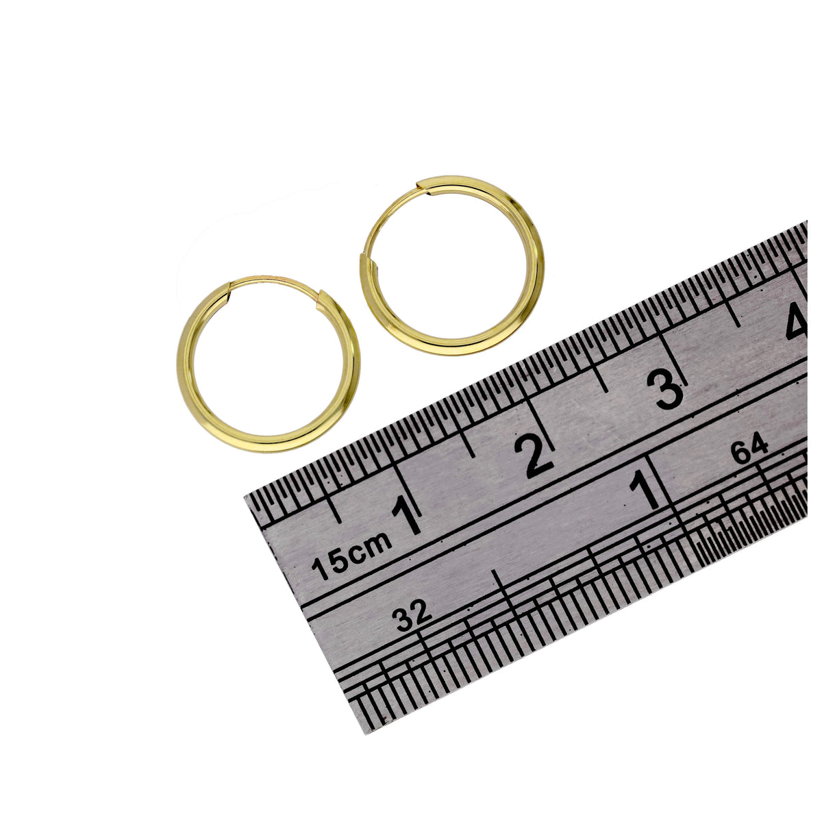 Boucles d'oreilles créoles unies en or jaune 9 carats de 13 mm