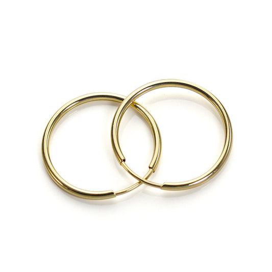 Boucles d'oreilles créoles unies en or jaune 9 carats de 16 mm