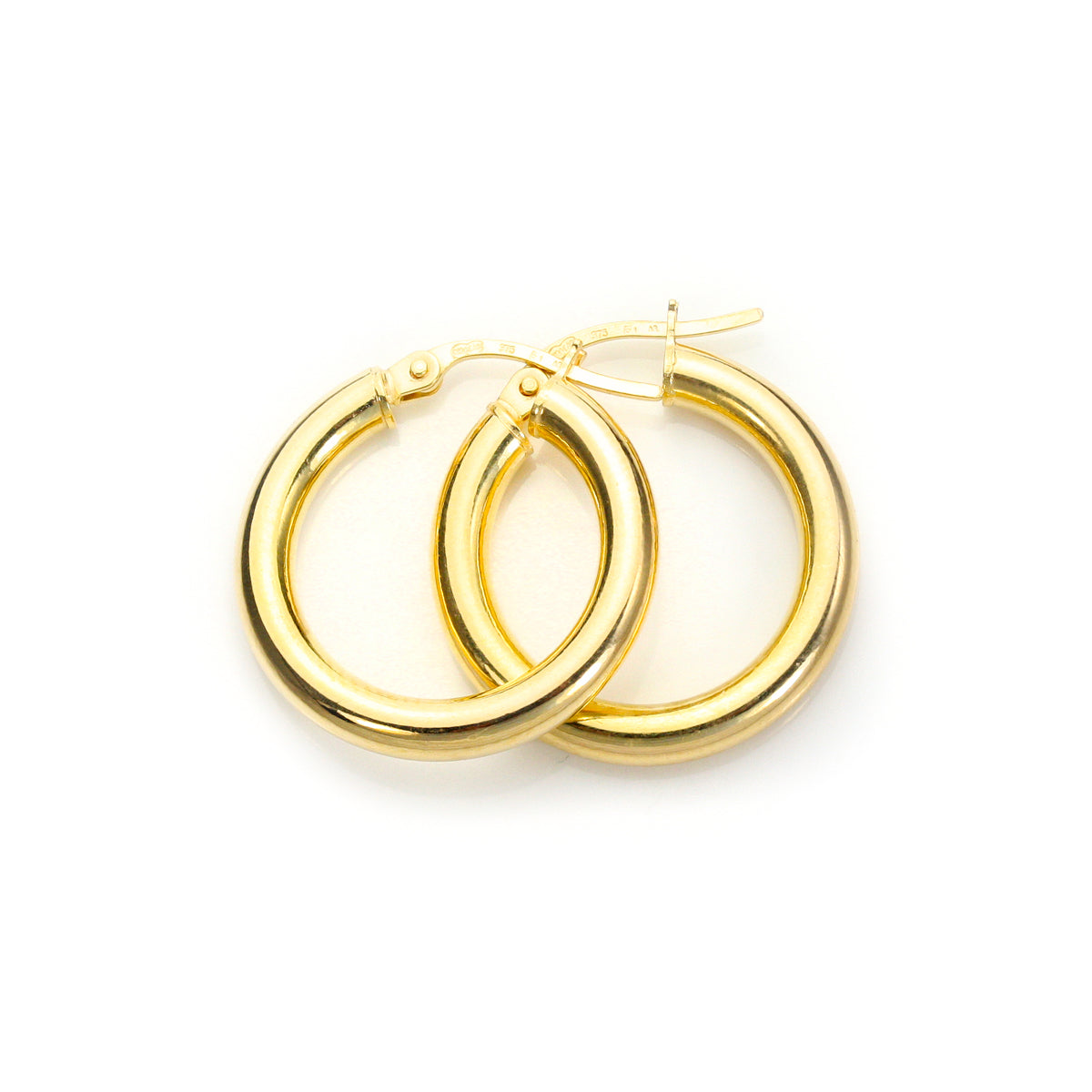 Boucles d'oreilles créoles unies en or jaune 9 carats