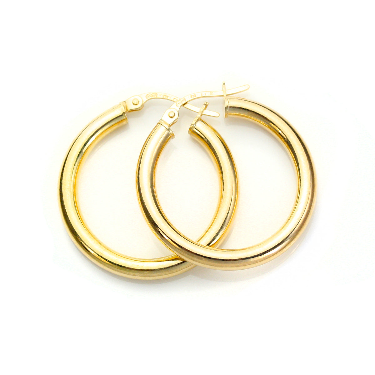 Boucles d'oreilles créoles unies en or jaune 9 carats