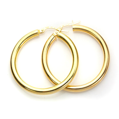 Boucles d'oreilles créoles unies en or jaune 9 carats