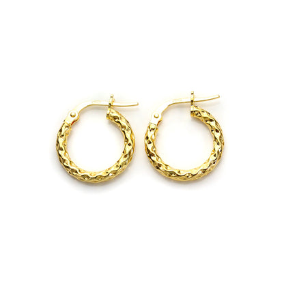Boucles d'oreilles créoles torsadées en or jaune 9 carats