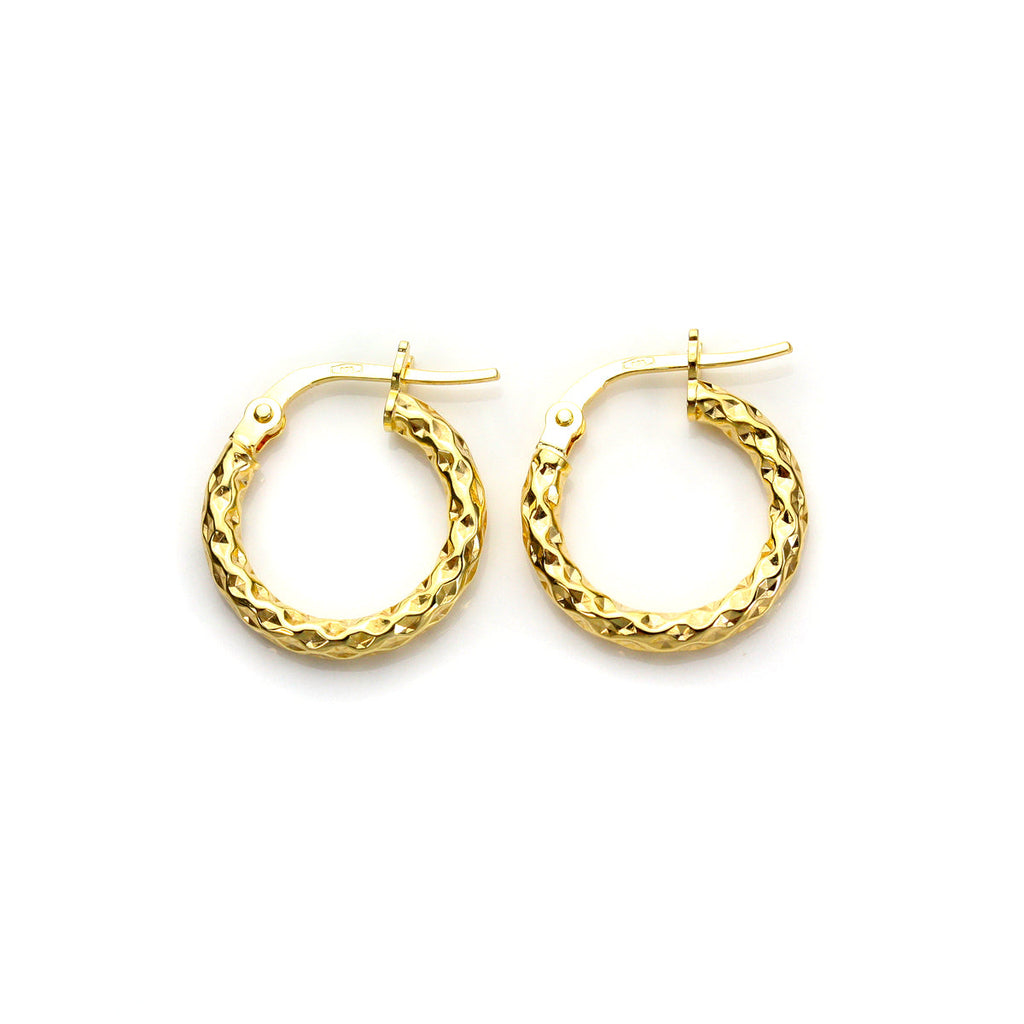 Boucles d'oreilles créoles torsadées en or jaune 9 carats