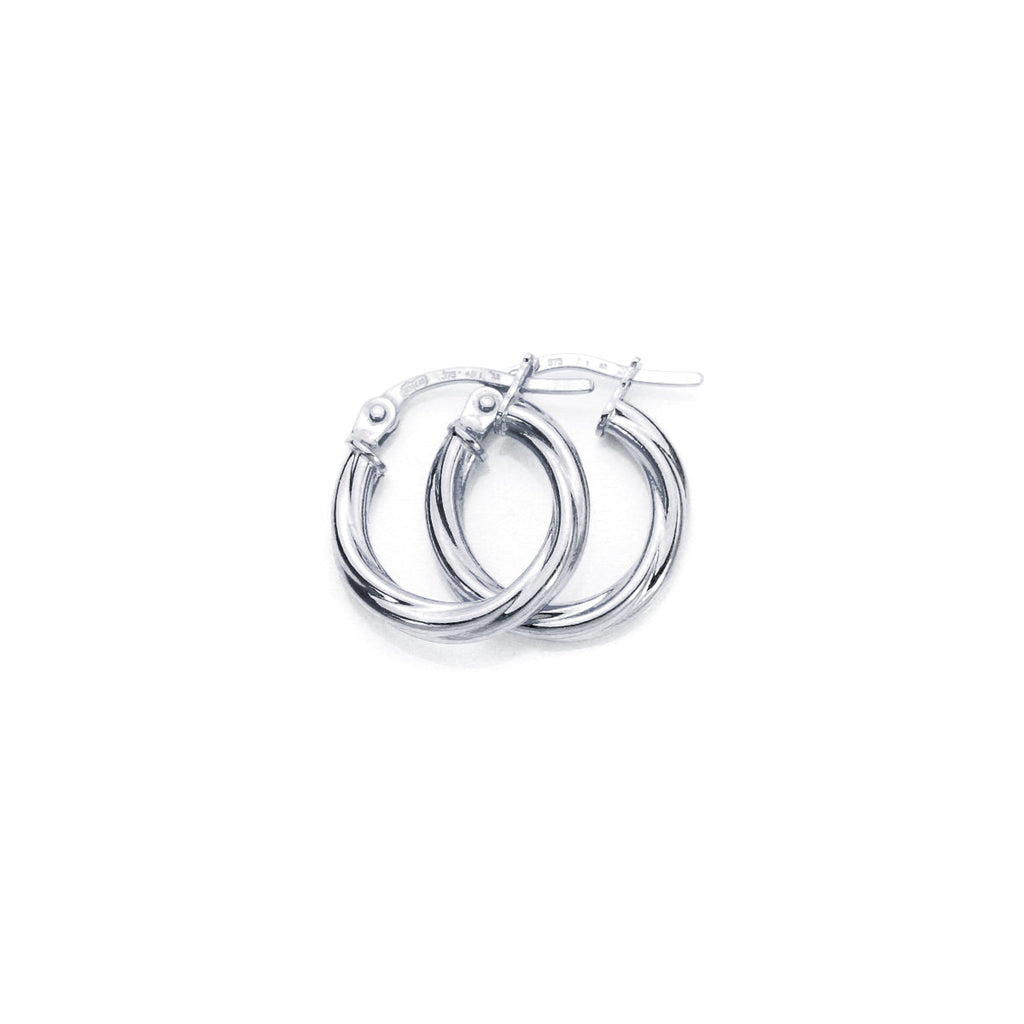 Boucles d'oreilles créoles torsadées en or blanc 9 carats de 2 mm