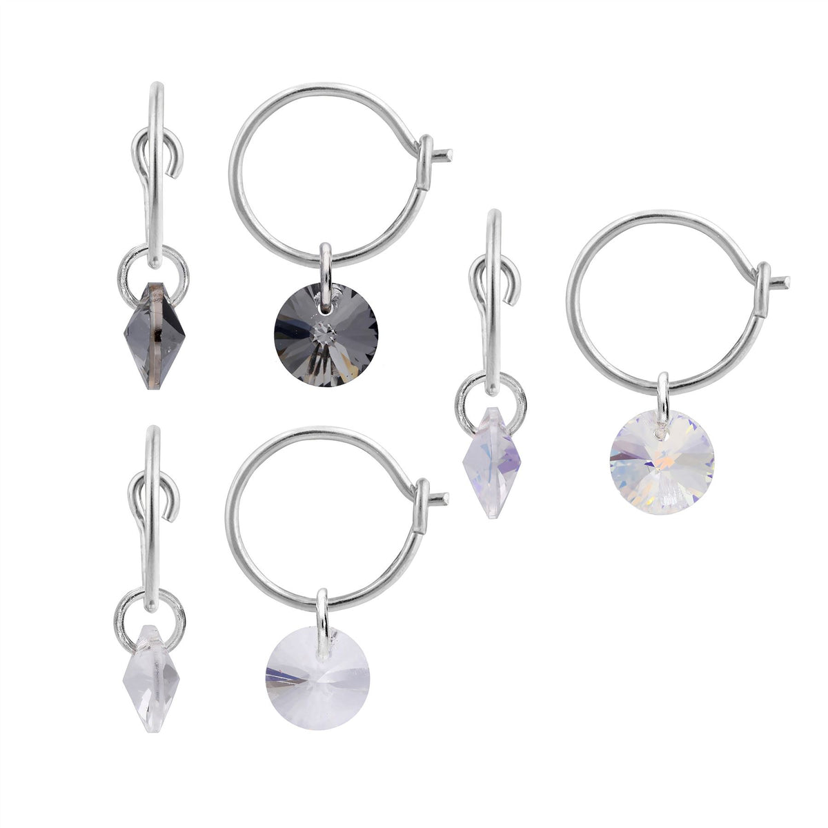 Boucles d'oreilles créoles en argent sterling avec breloques Swarovski Elements