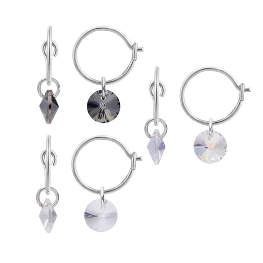 Boucles d'oreilles créoles en argent sterling avec breloques Swarovski Elements