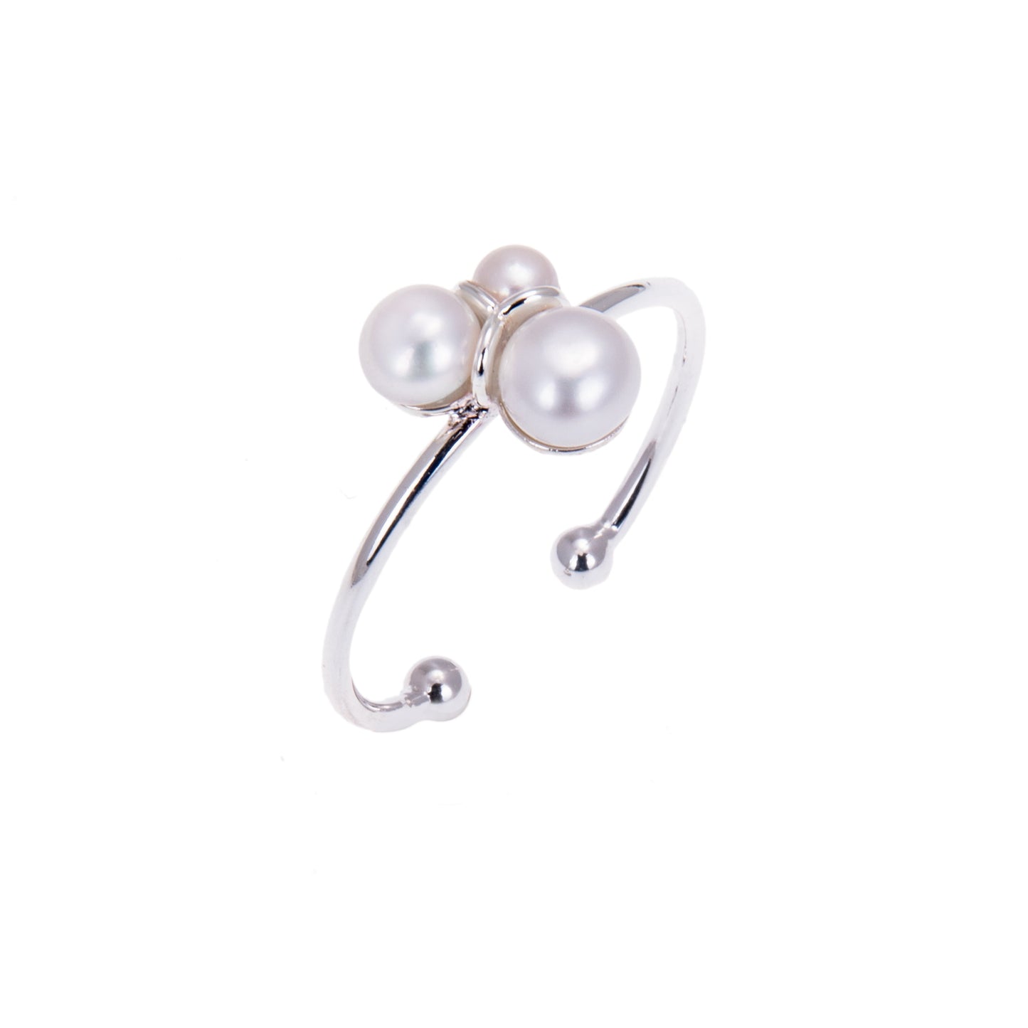 Bague réglable en argent sterling avec triple perle