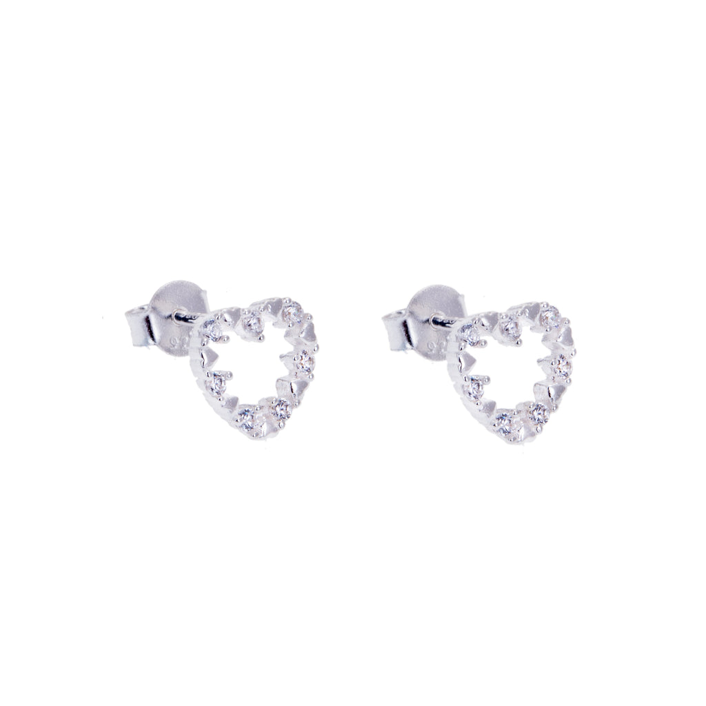 Boucles d'oreilles cœur ouvert en argent sterling et zircone cubique