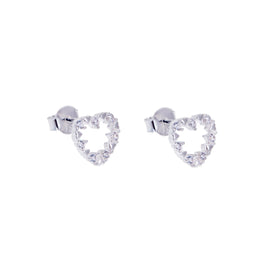 Boucles d'oreilles cœur ouvert en argent sterling et zircone cubique