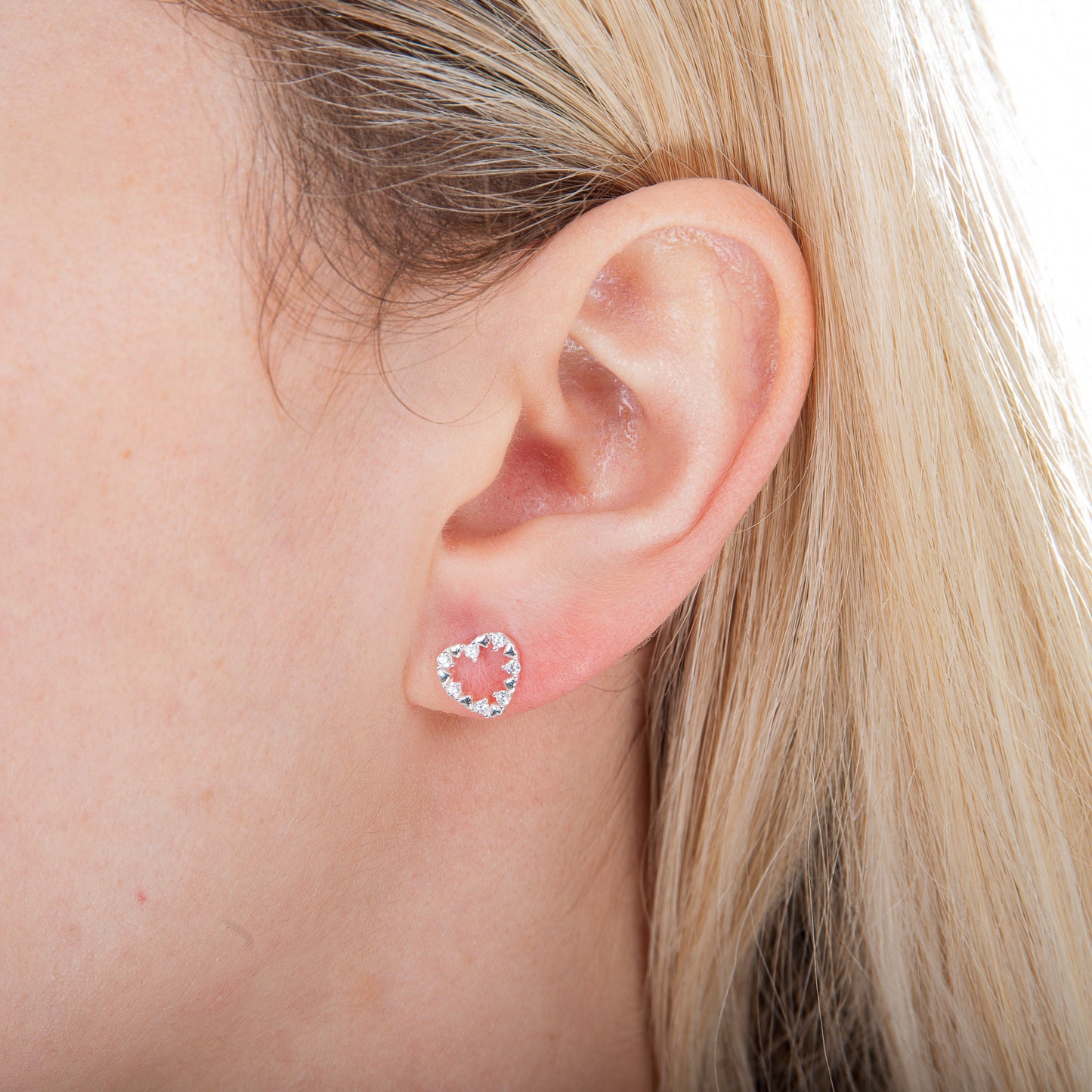 Boucles d'oreilles cœur ouvert en argent sterling et zircone cubique