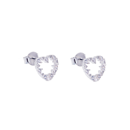 Boucles d'oreilles cœur ouvert en argent sterling et zircone cubique