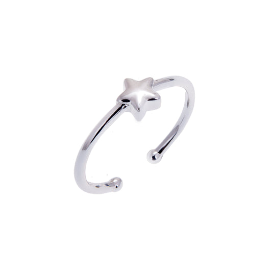 Bague en argent sterling avec perle coulissante en forme d'étoile