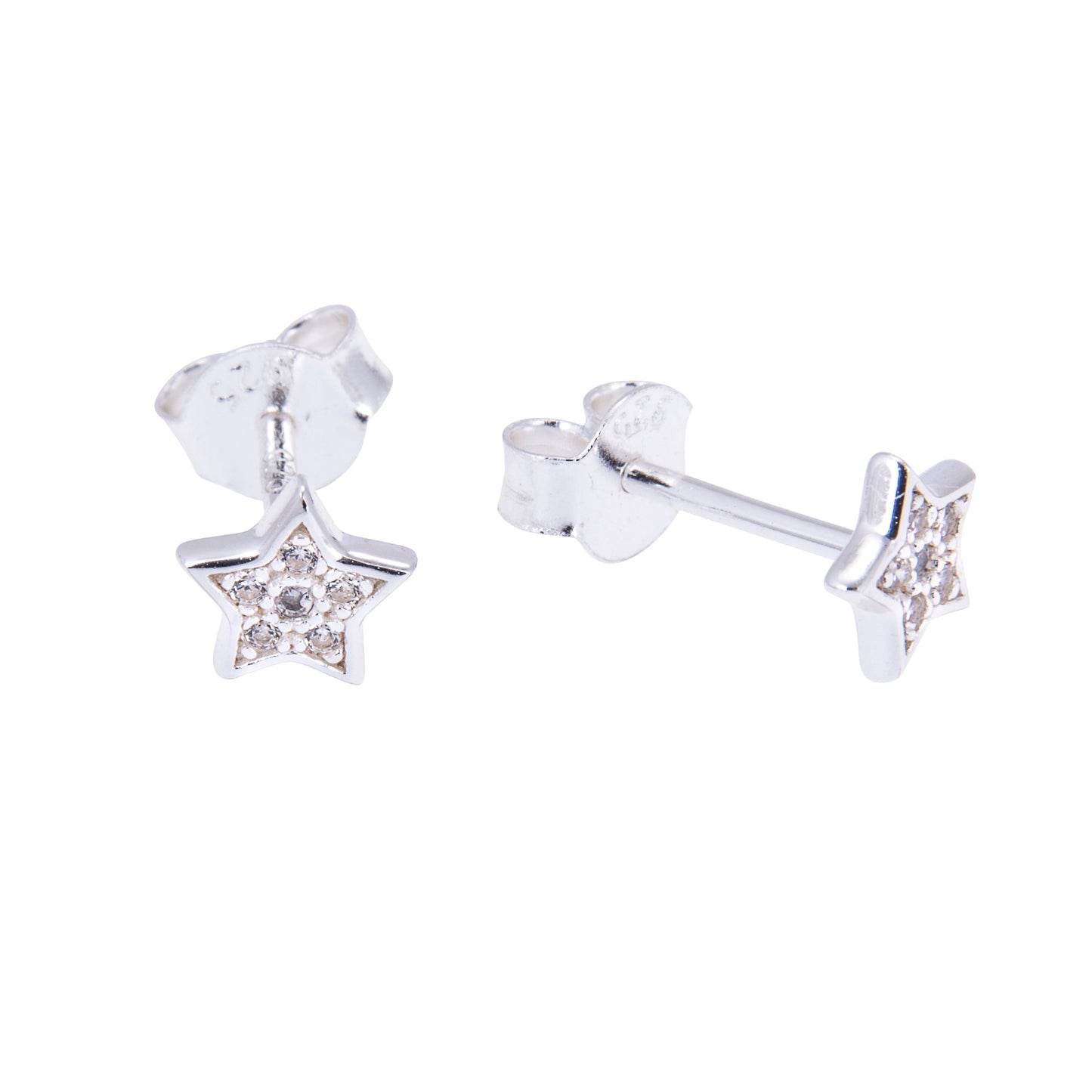 Boucles d'oreilles à tige en argent sterling et cristaux CZ incrustés d'étoiles