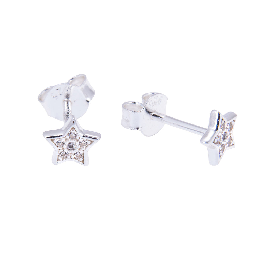 Boucles d'oreilles à tige en argent sterling et cristaux CZ incrustés d'étoiles