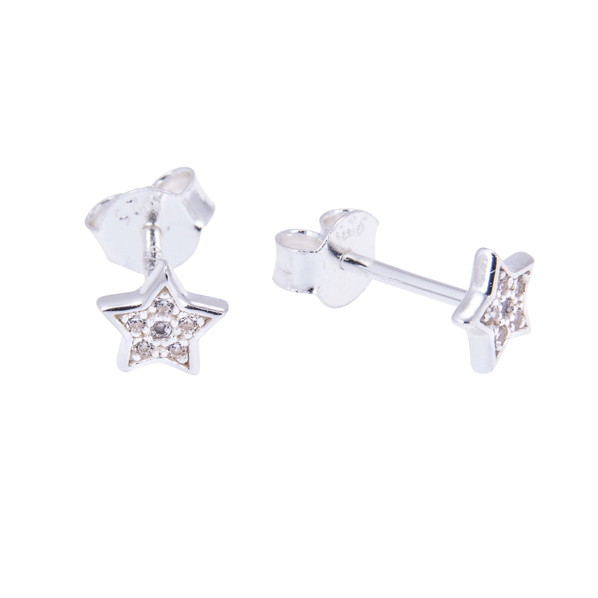 Boucles d'oreilles à tige en argent sterling et cristaux CZ incrustés d'étoiles