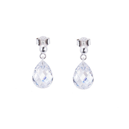 Boucles d'oreilles à tige en argent sterling et cristal CZ à facettes en forme de poire