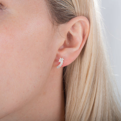 Boucles d'oreilles à tige en argent sterling et cristal CZ en forme d'étoile filante