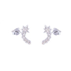 Boucles d'oreilles à tige en argent sterling et cristal CZ en forme d'étoile filante