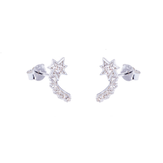 Boucles d'oreilles à tige en argent sterling et cristal CZ en forme d'étoile filante