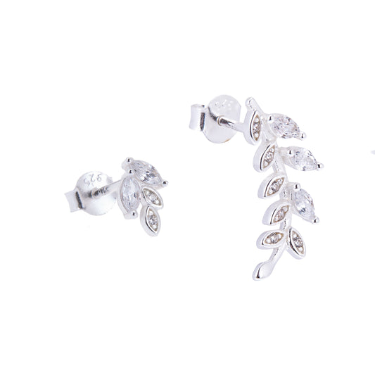 Boucles d'oreilles à tige en argent sterling avec branche d'olivier