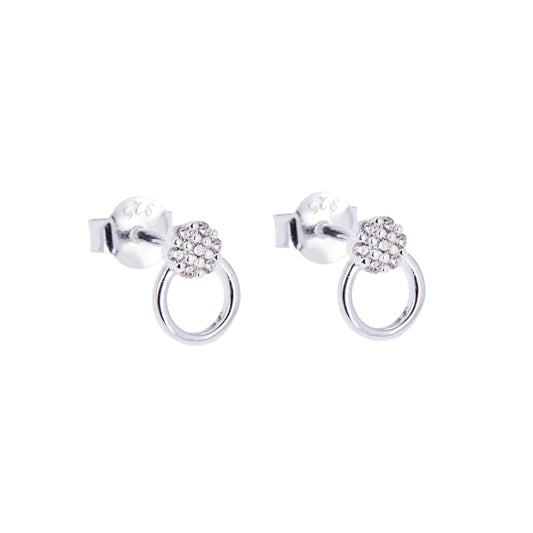 Boucles d'oreilles à tige ouvertes en argent sterling et cristal CZ