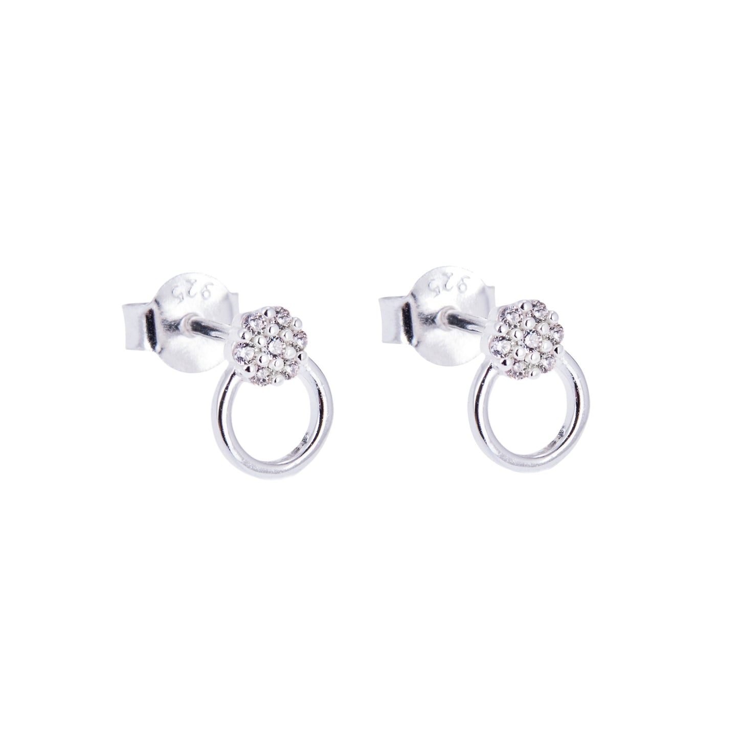 Boucles d'oreilles à tige ouvertes en argent sterling et cristal CZ