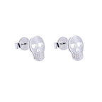 Boucles d'oreilles à tige en argent sterling avec tête de mort et cœur