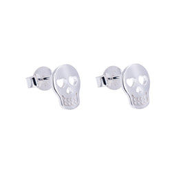 Boucles d'oreilles à tige en argent sterling avec tête de mort et cœur