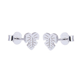 Boucles d'oreilles à tige en argent sterling en forme de cœur et de feuille de palmier