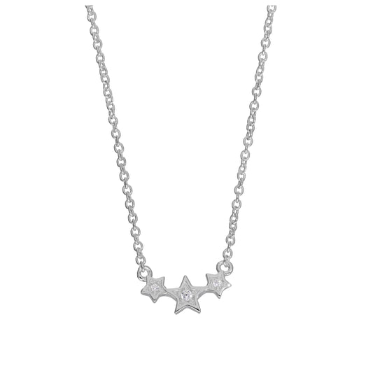 Collier triple étoile en argent sterling et cristal CZ de 40 cm