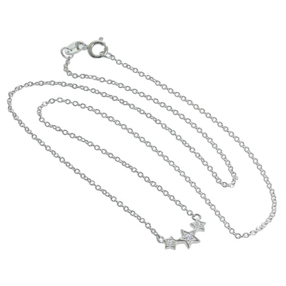 Collier triple étoile en argent sterling et cristal CZ de 40 cm