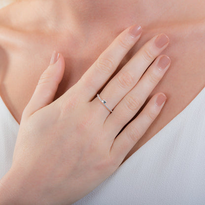 Bague ajustable en argent sterling avec perles et cœur