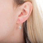 Boucles d'oreilles pendantes en argent sterling et boule de cristal CZ avec hameçon