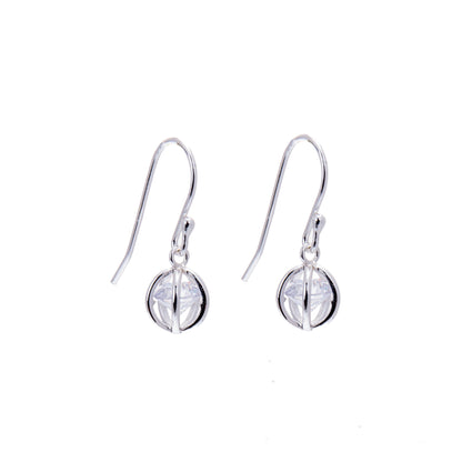 Boucles d'oreilles pendantes en argent sterling et boule de cristal CZ avec hameçon