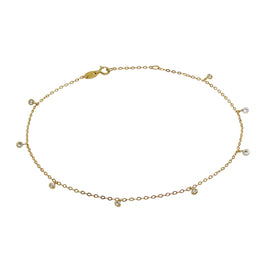 Bracelet de cheville en or 9 carats et cristal CZ transparent 25 cm