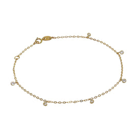 Bracelet extensible de 18 cm en or 9 carats et cristal CZ transparent