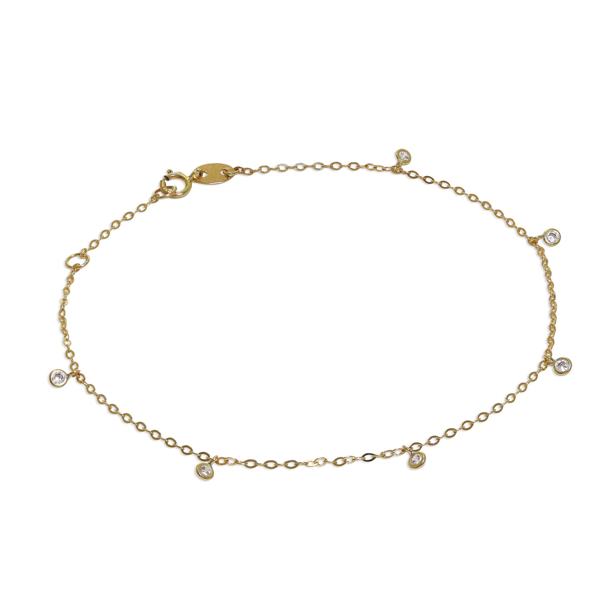 Bracelet extensible de 18 cm en or 9 carats et cristal CZ transparent