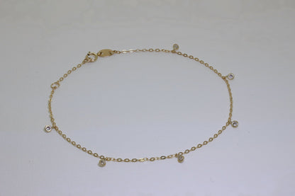 Bracelet extensible de 18 cm en or 9 carats et cristal CZ transparent