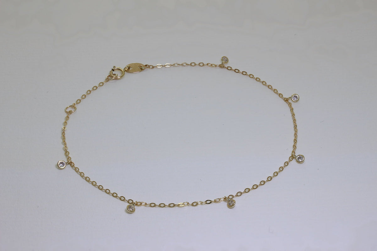 Bracelet extensible de 18 cm en or 9 carats et cristal CZ transparent