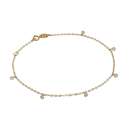 Bracelet extensible de 18 cm en or 9 carats et cristal CZ transparent