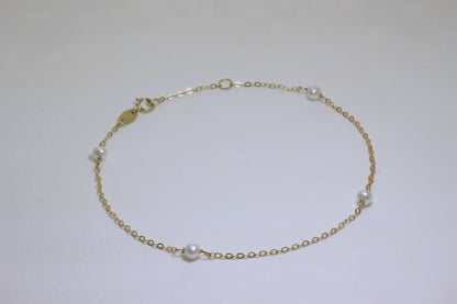 Bracelet extensible de 19 cm en or 9 carats et perles de 3 mm