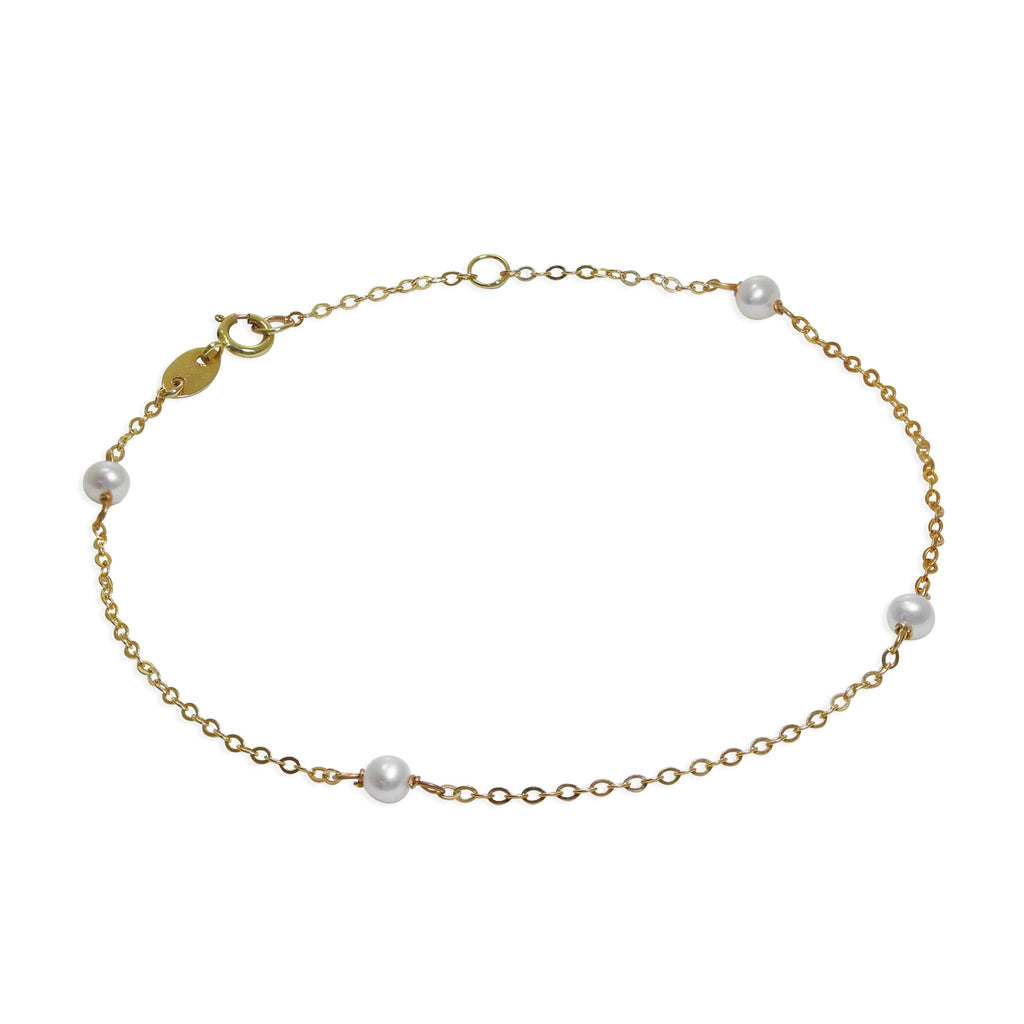 Bracelet extensible de 19 cm en or 9 carats et perles de 3 mm