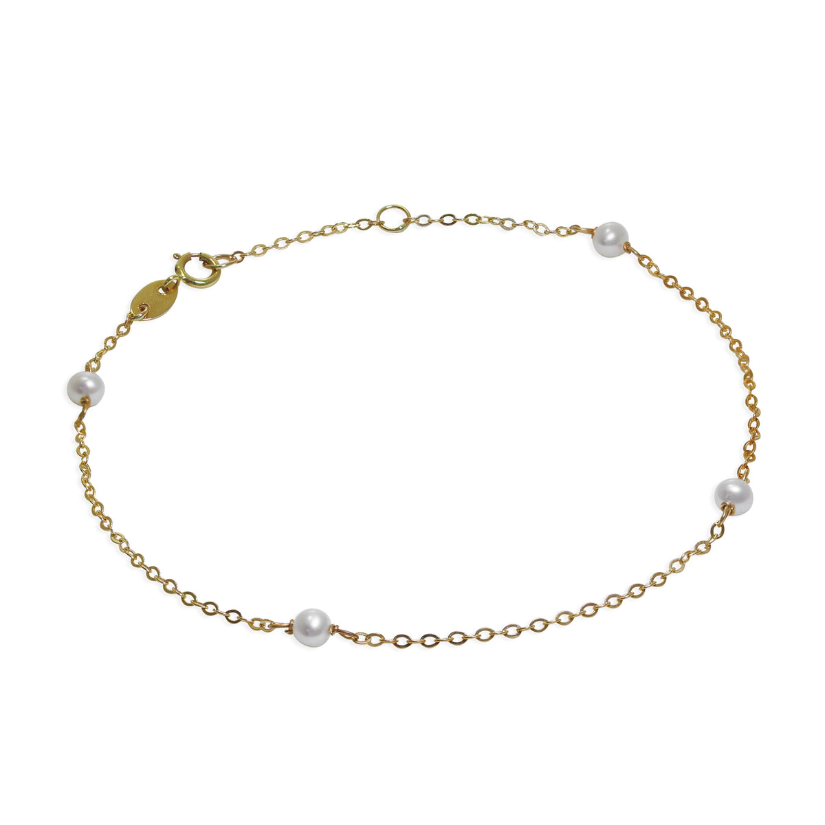 Bracelet extensible de 19 cm en or 9 carats et perles de 3 mm