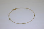 Bracelet extensible en or 9 carats avec pompon martelé de 19 cm