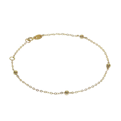 Bracelet extensible en or 9 carats avec pompon martelé de 19 cm